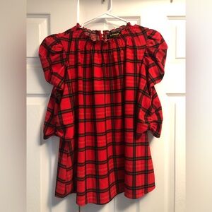 Sugarlips Womens Red Plaid Blouse